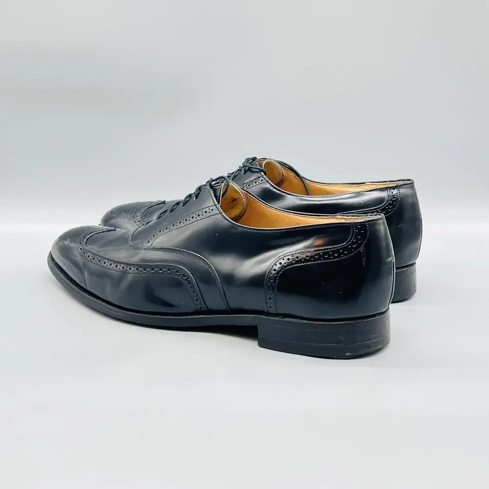 Johnston & Murphy Shoes Mens 12 Black Leather Optima Wingtip Oxford Dress Brogue